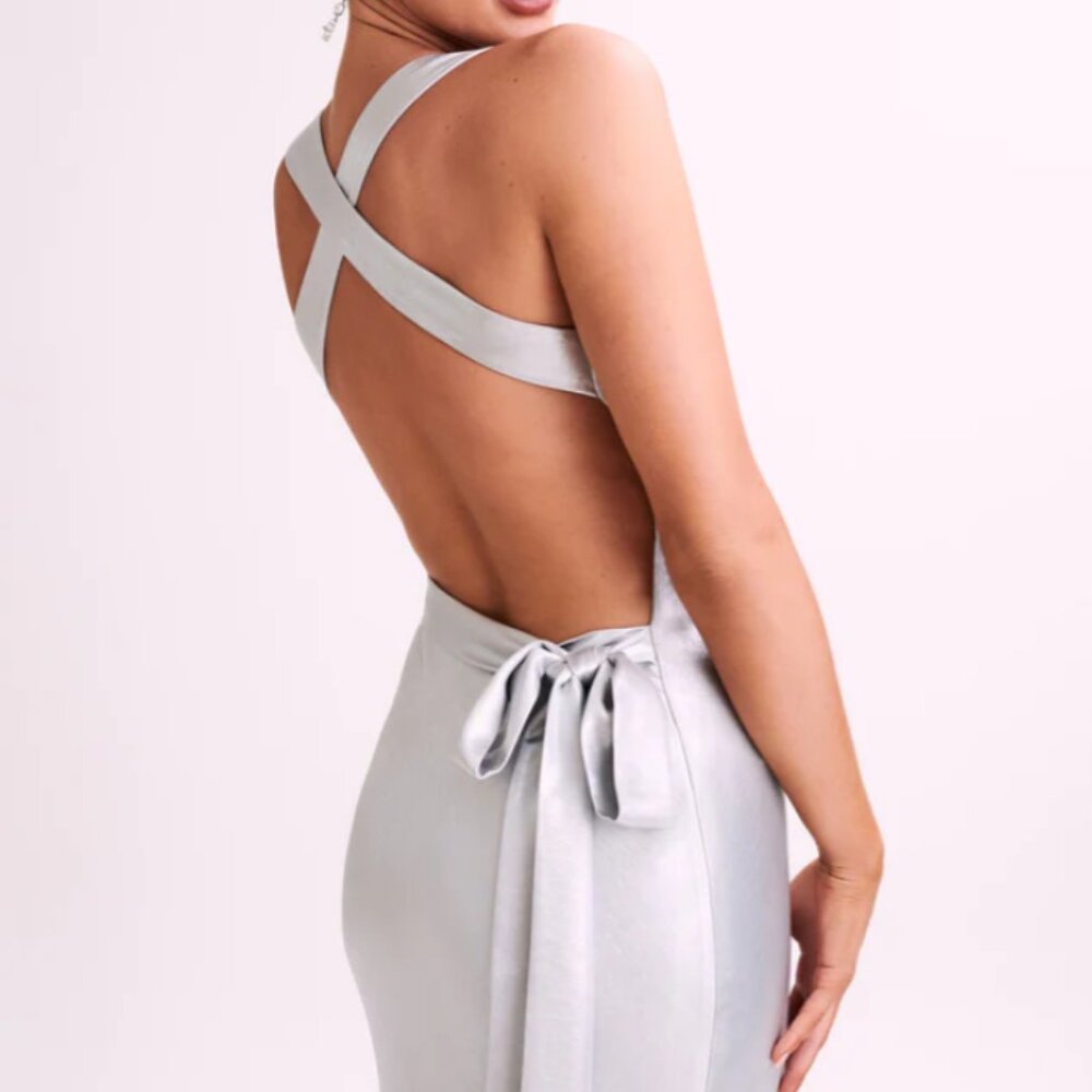 Meshki Caellie Satin Cowl Maxi Dress - Silver